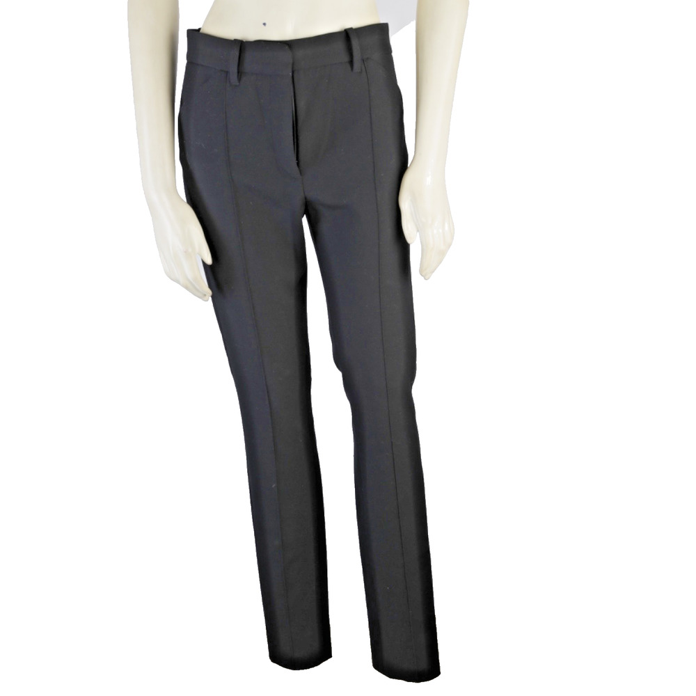 Barbara Bui Pants 38 Black Tailored Slim Straight Leg Pintuck Dress Trousers